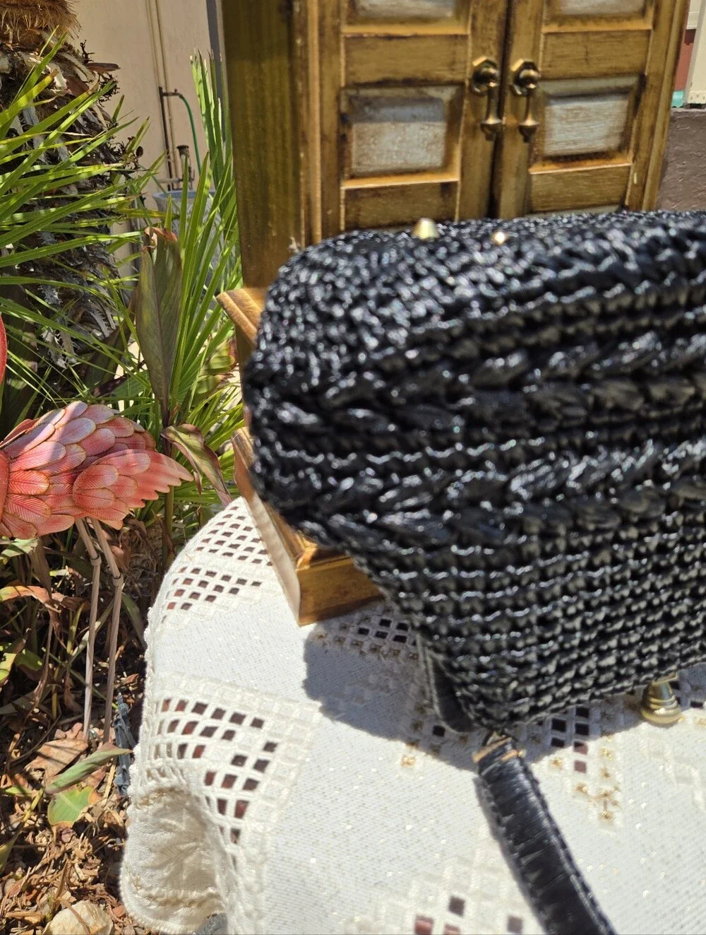 Vintage Dayne Taylor Black Raffia Bag